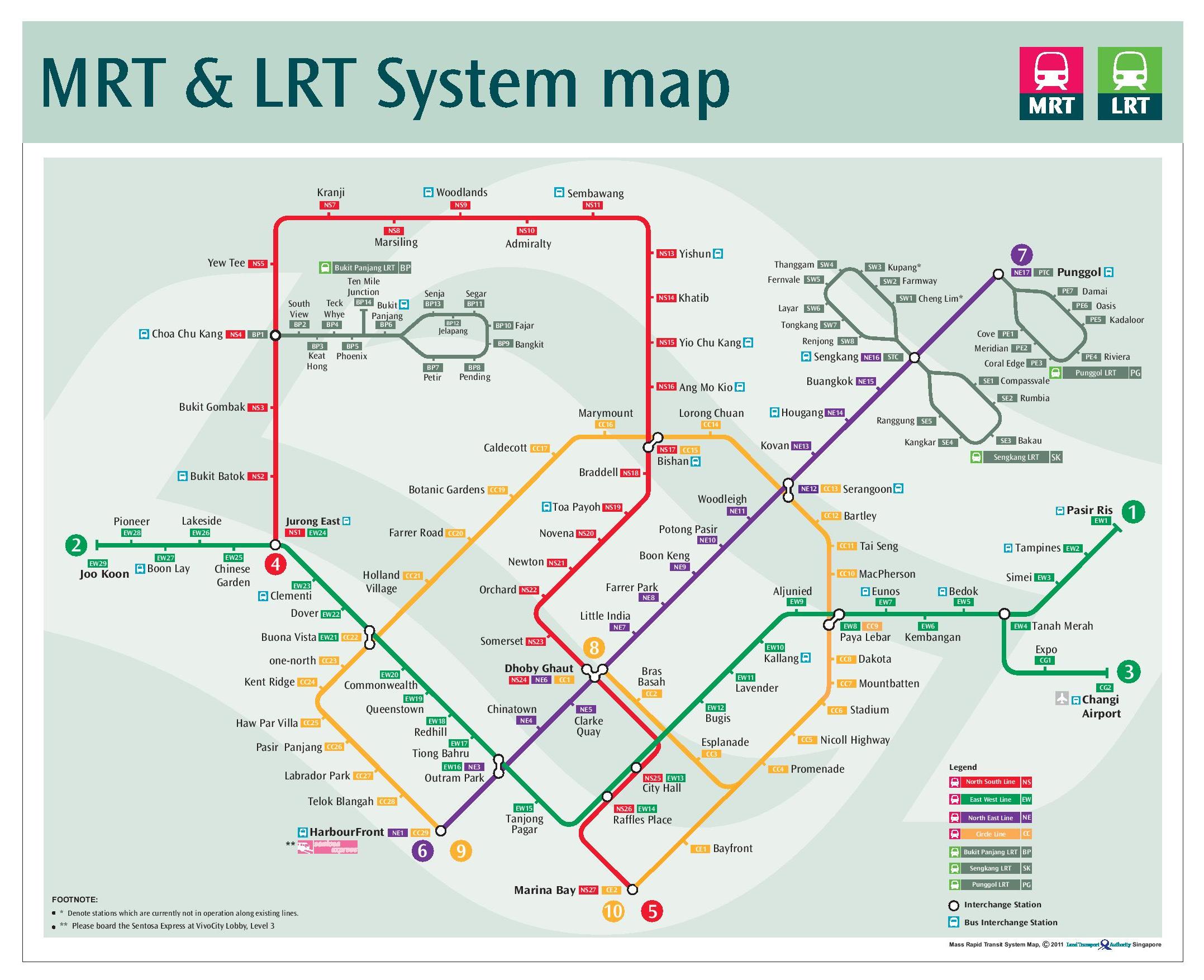 Карта метро Сингапура, станции метро Сингапура, Сингапур метро карта