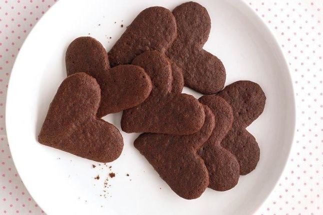 Шоколадные сердечки рецепт, Шоколадные сердечки фоторецепт, Шоколадные сердечки на день святого валентина, Шоколадные сердечки как приготовить, шоколадное печенье в форме сердца рецепт 